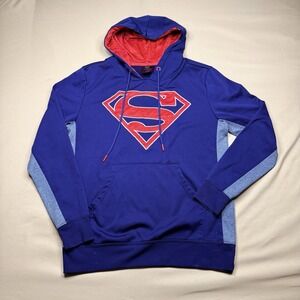 DC Comics Superman Logo Navy Blue Hoodie Sweatshirt Size M 100% Polyester